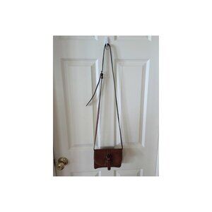 Patricia Nash Torri Tooled Leather Clutch Crossbody Bag Saddle Tan Color